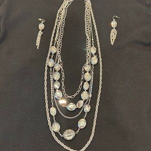 White House Black Market 5 strand necklace and earrings